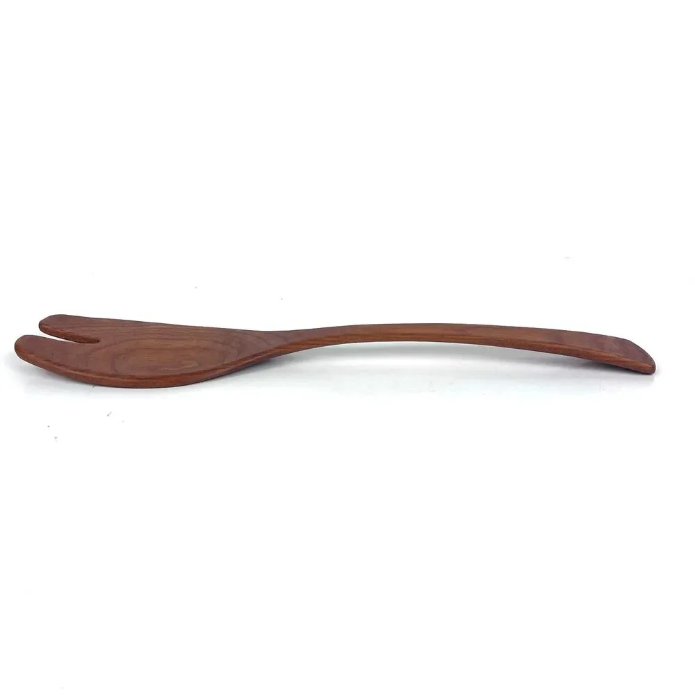 Andrew Pearce Hand Crafted Cherry hardWood Salad Server Set Spoon & Fork 7 1/2in